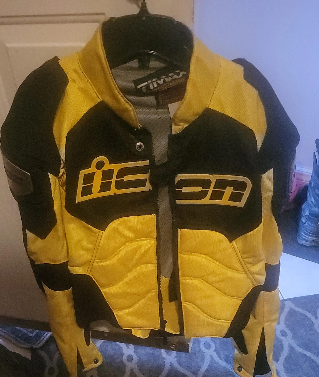 Icon TiMax Motorcycle Jacket - Yellow & Black