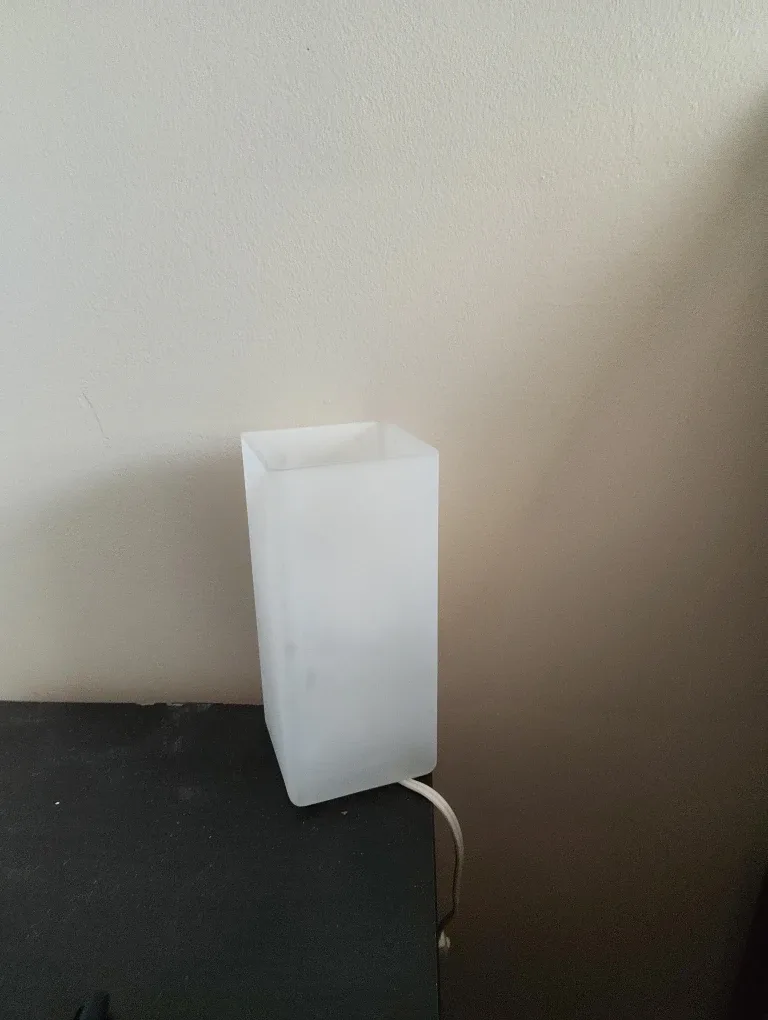 2 White Square Table Lamps