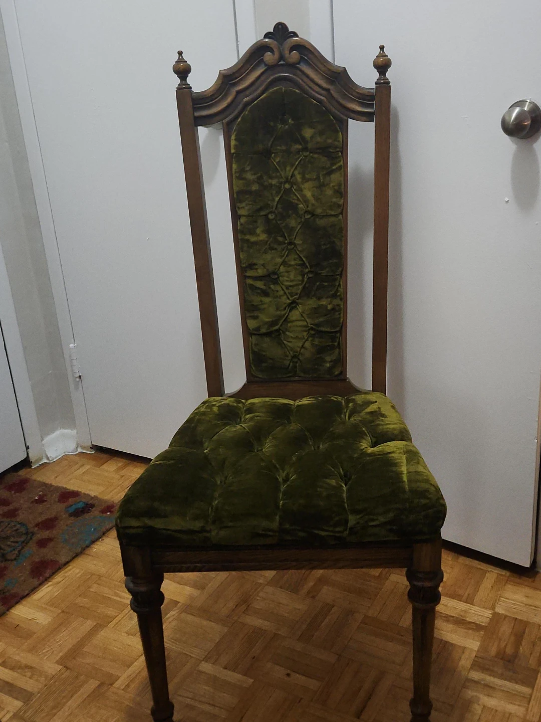 Vintage Green Velvet Accent Chair