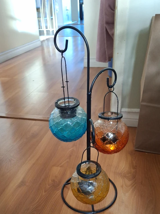 Triple Candle Holder with Glass Globes