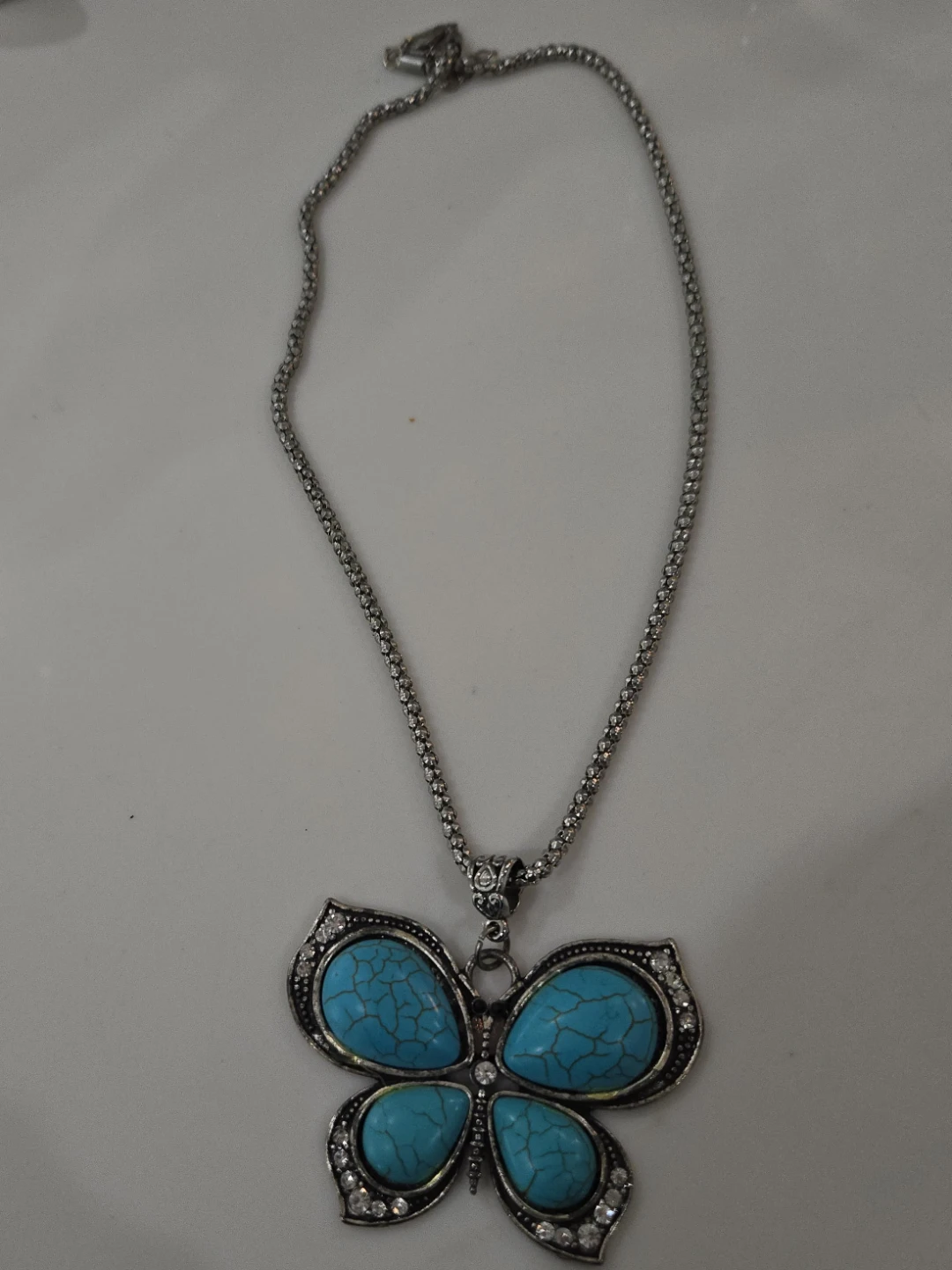 Butterfly Pendant Necklace Turquoise Colour