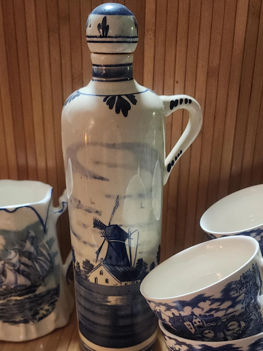 Delft Blue Ceramic Decanter Set