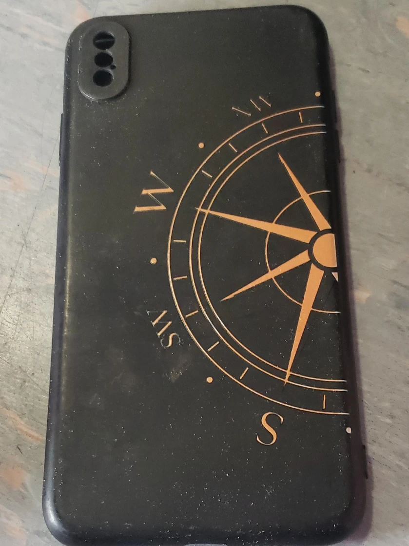 Black Phone Case with Compass Design