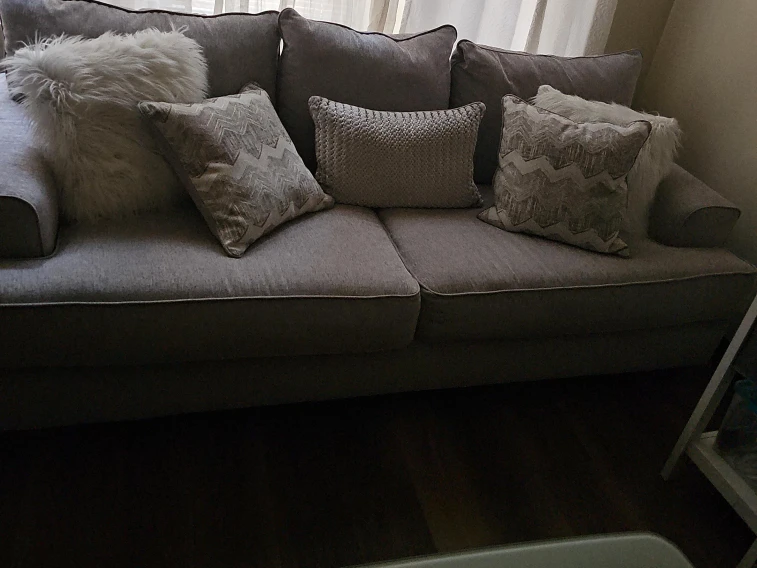 Gray Sofa with Accent Pillows