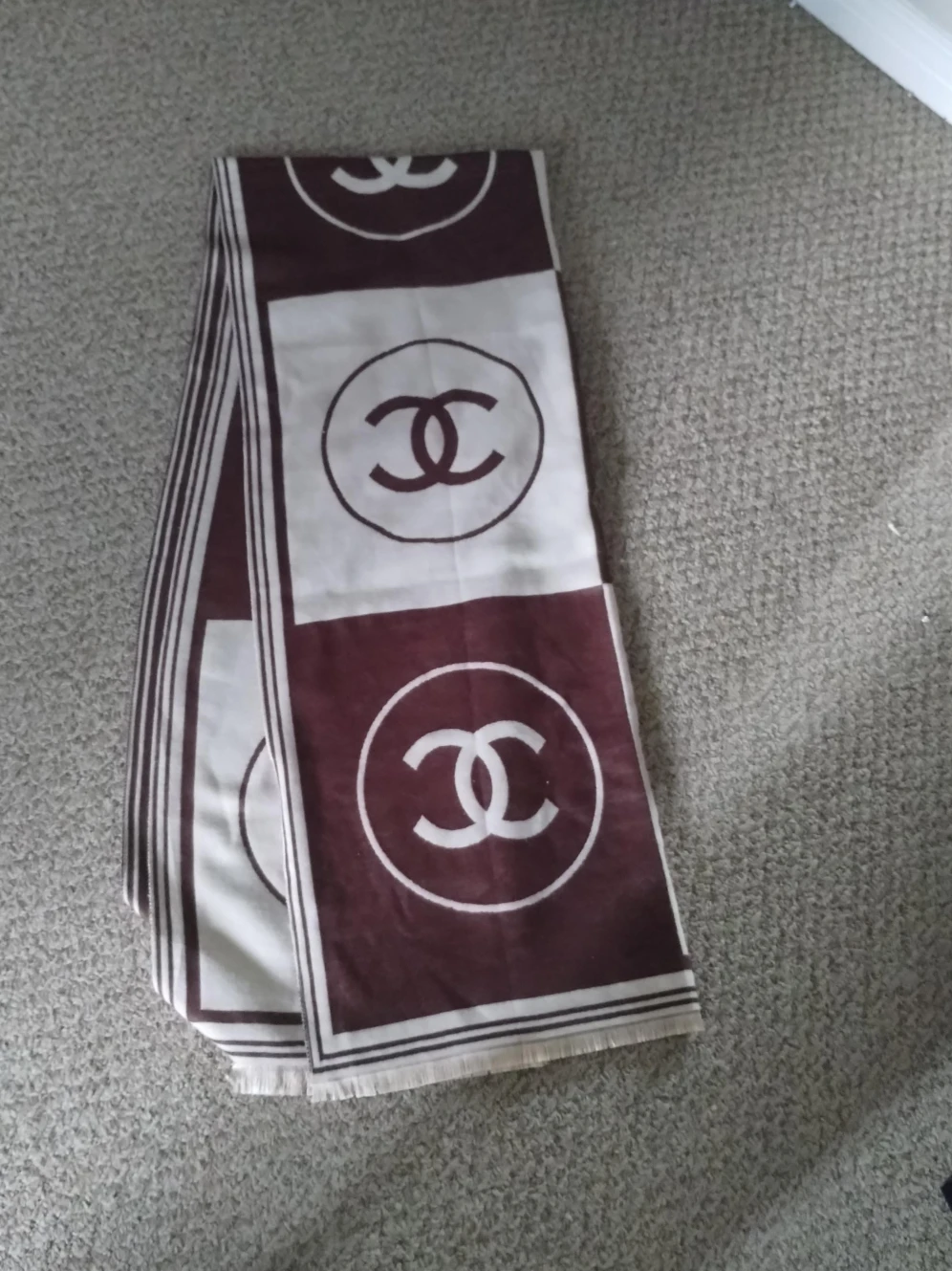 Chanel Scarf - Brown & White