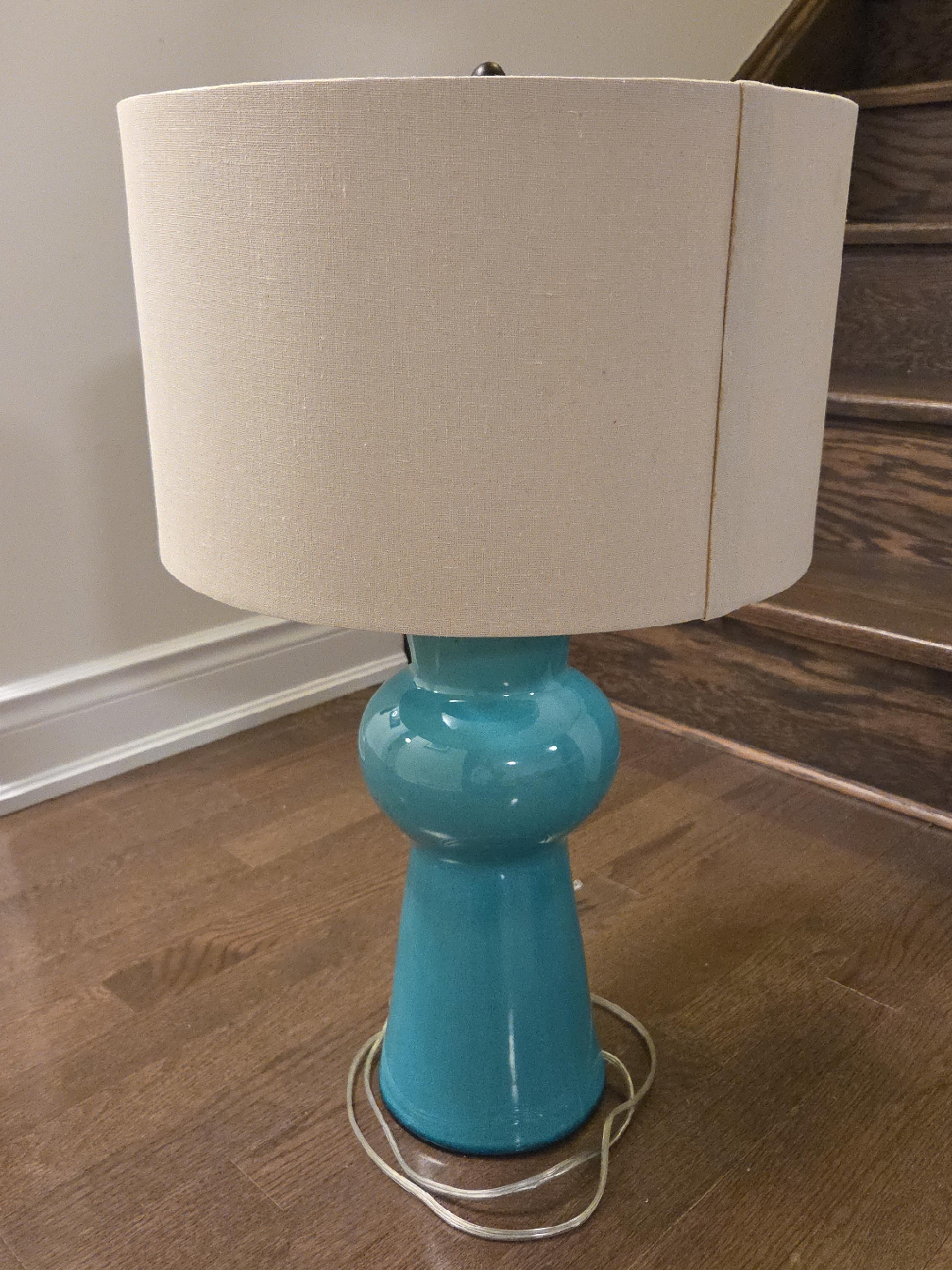 Turquoise Table Lamp with Beige Shade - 27" Tall thumbnail