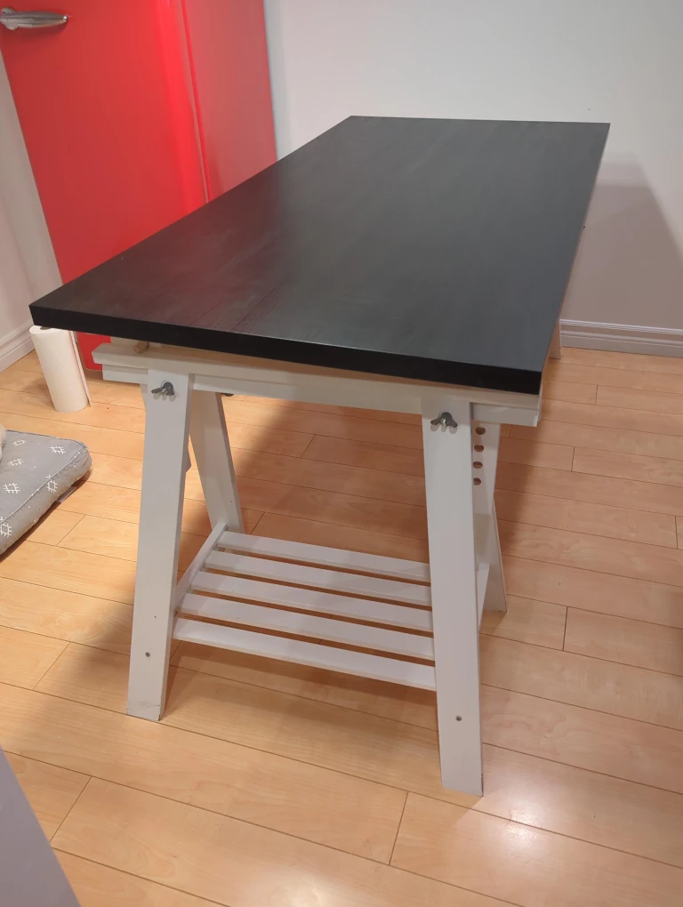 Black Drafting Desk with White Legs