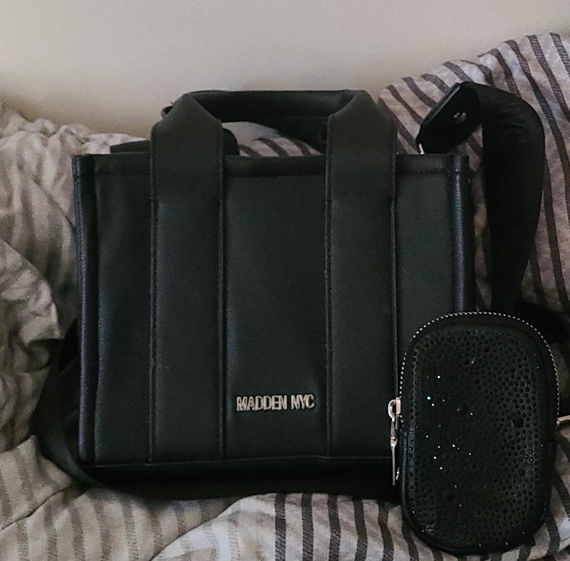 Madden NYC Black Mini Tote Bag with Coin Purse