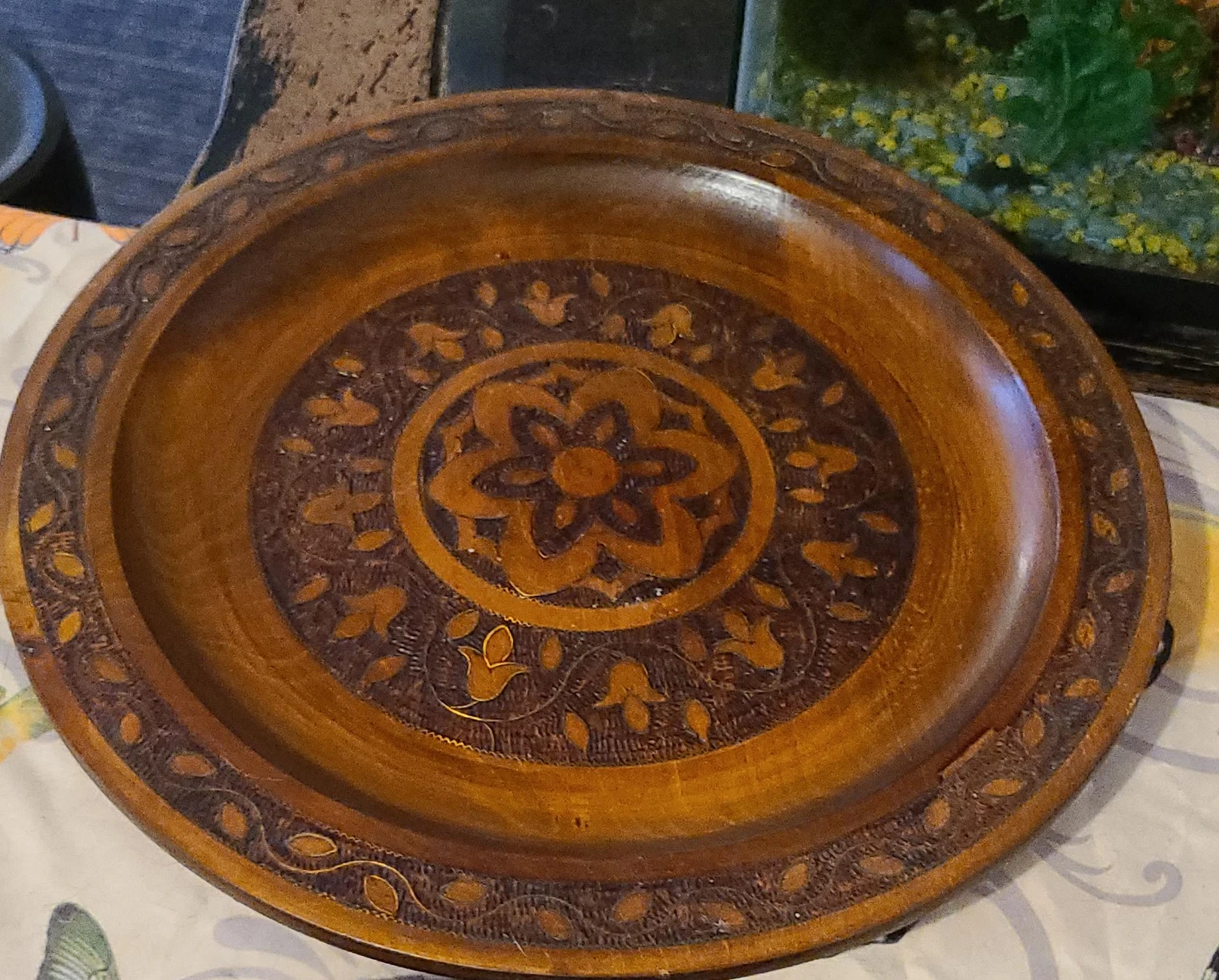 Wooden Carved Decorative Plate