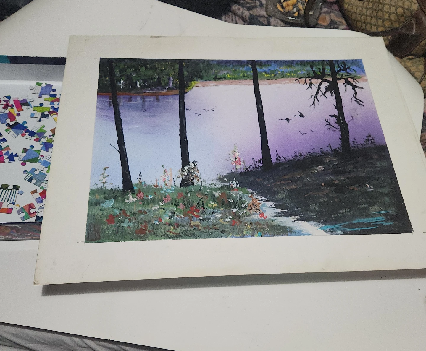 Lakeside Forest Painting