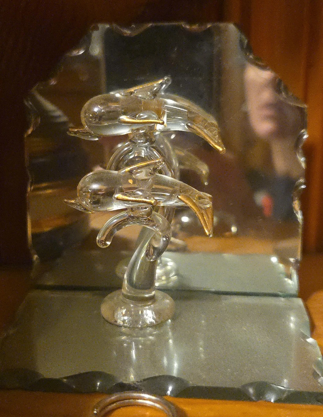 Glass Dolphin Ornament with Mirror Base thumbnail
