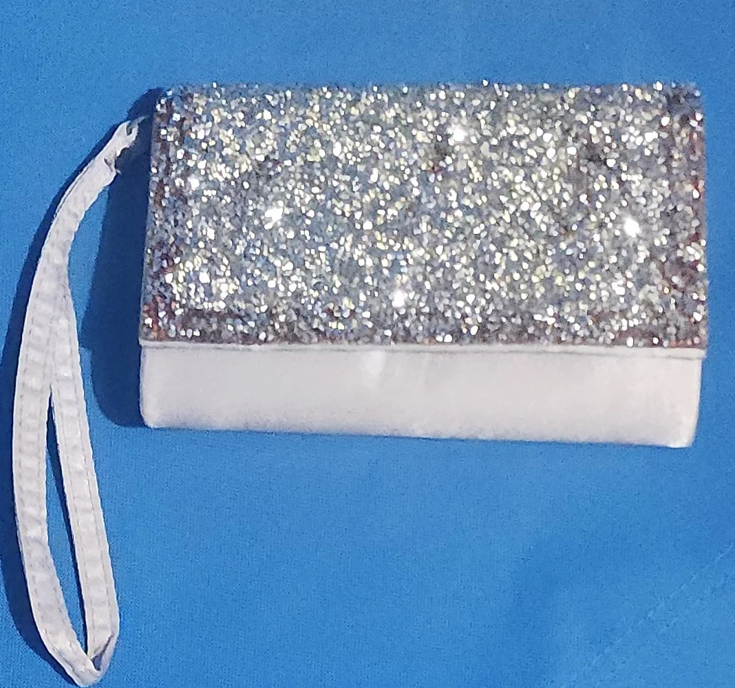 Silver Glitter Wristlet Clutch