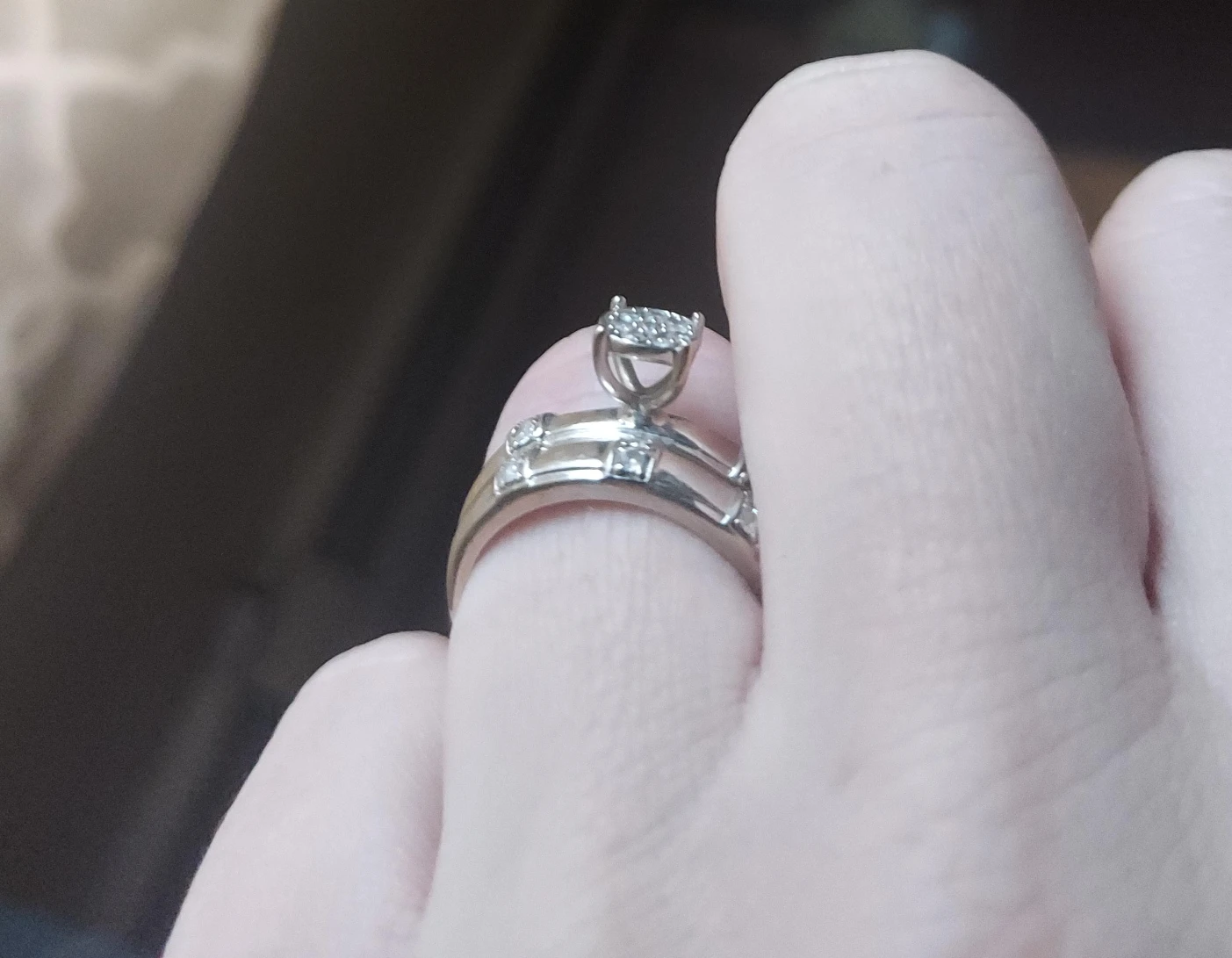 Wedding & Engagement 10ct white gold Ring Set