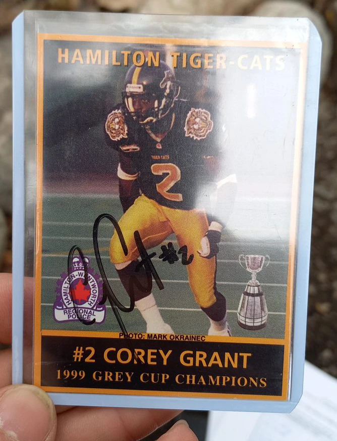 Corey Grant Hamilton Tiger-Cats Signed Card thumbnail