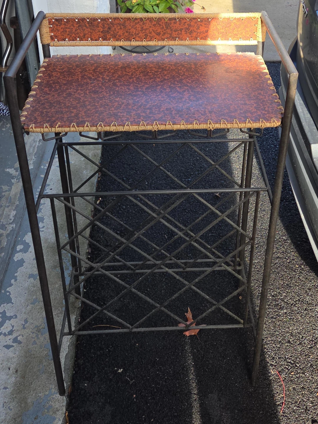 Vintage Metal Wine Rack Table