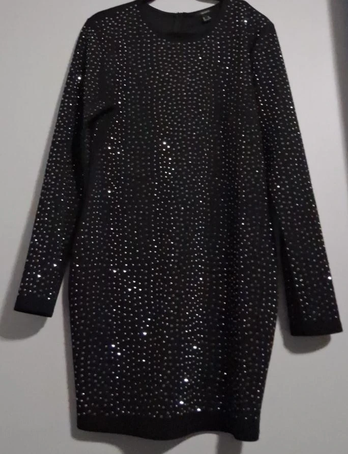 Sparkly Black Long-Sleeve Dress