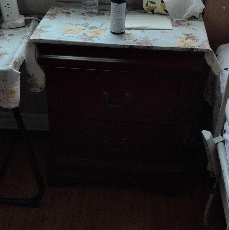 Wooden Nightstand with Two Drawers