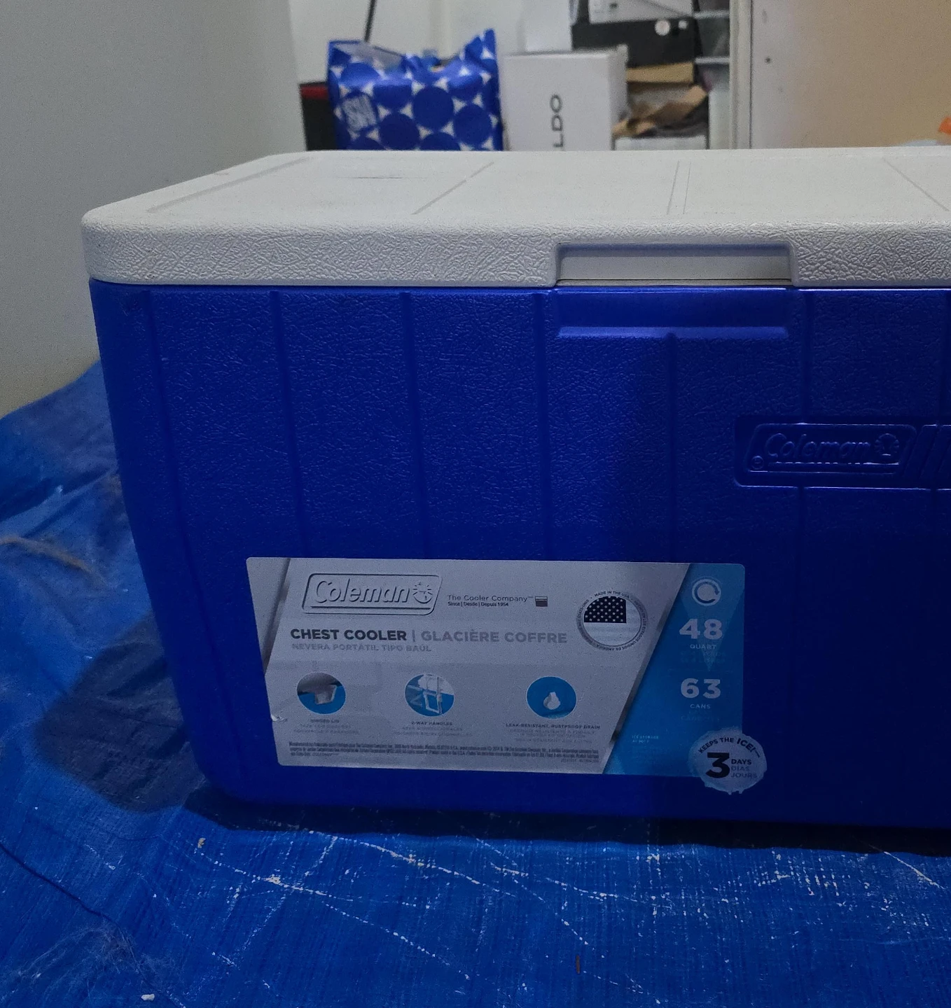 Coleman 48 Quart Chest Cooler - Blue/White thumbnail