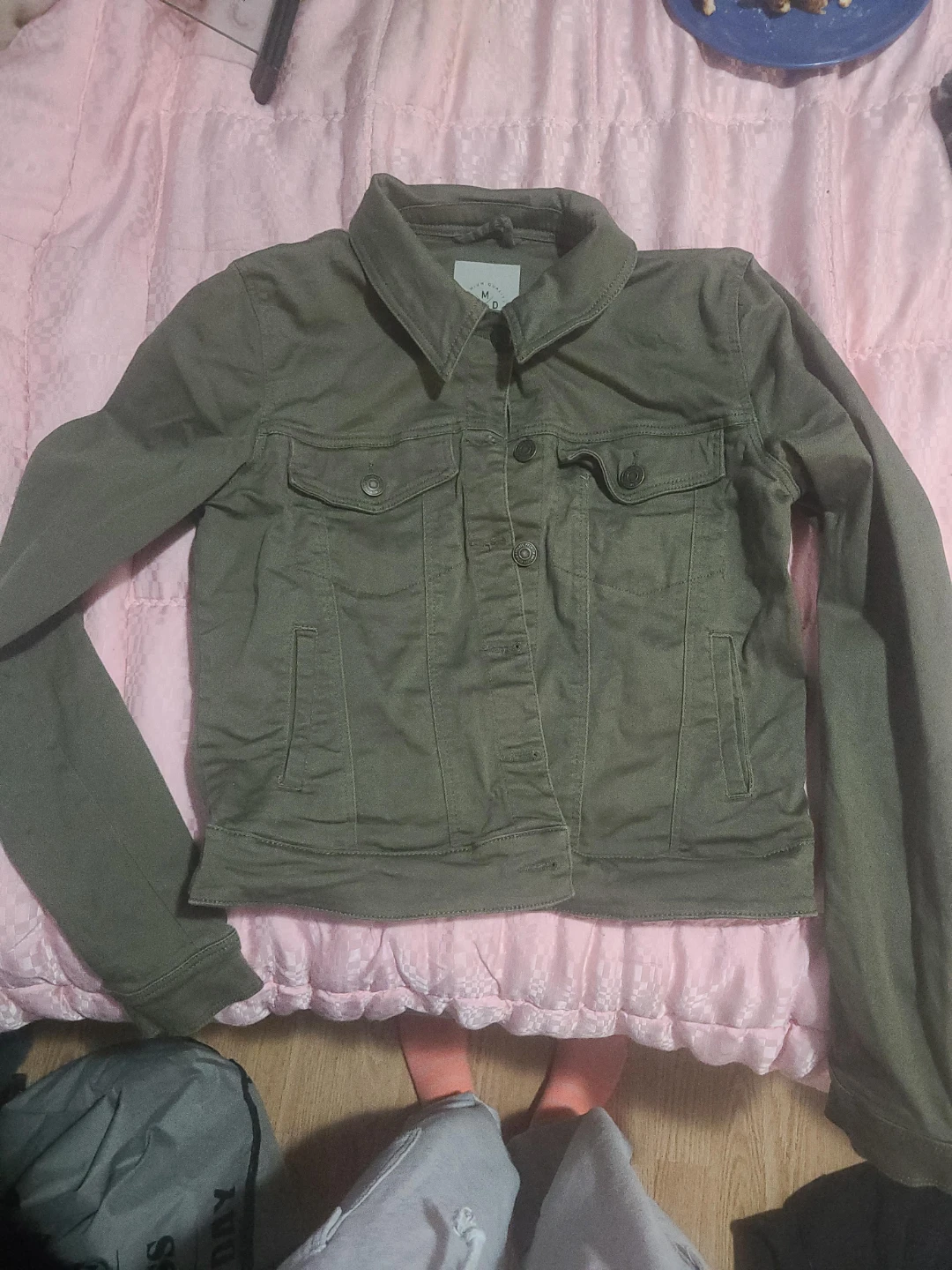Vero Moda Olive Green Denim Jacket - Size S thumbnail