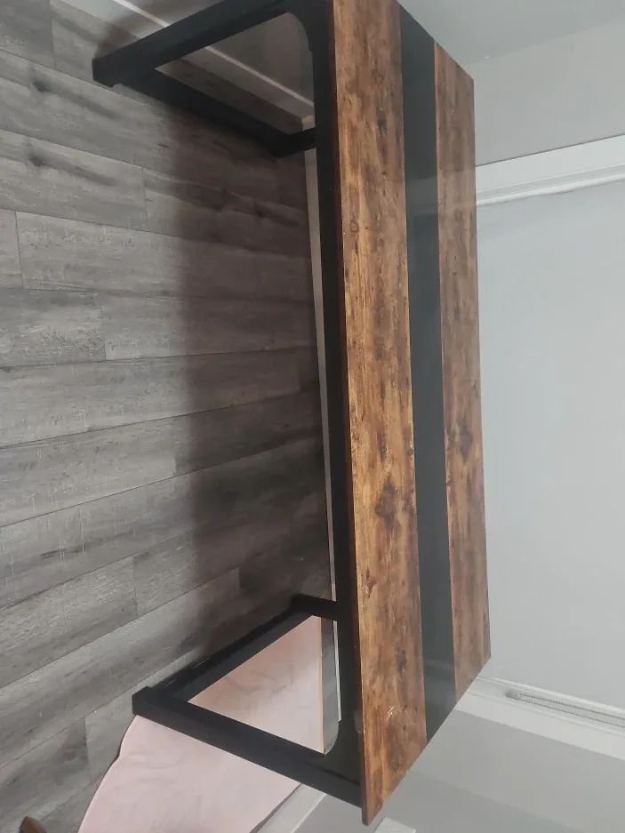 Wood & Black Metal Frame Table