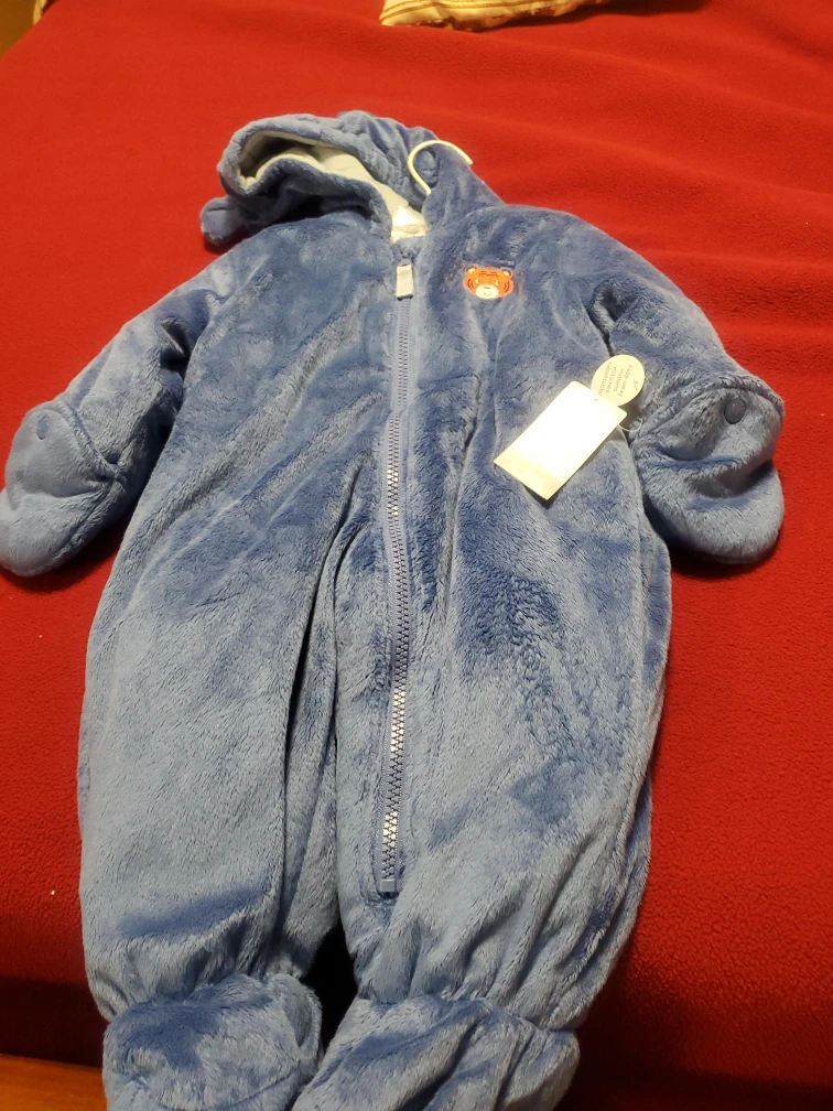 New Carter's Blue Plush Bear Snowsuit