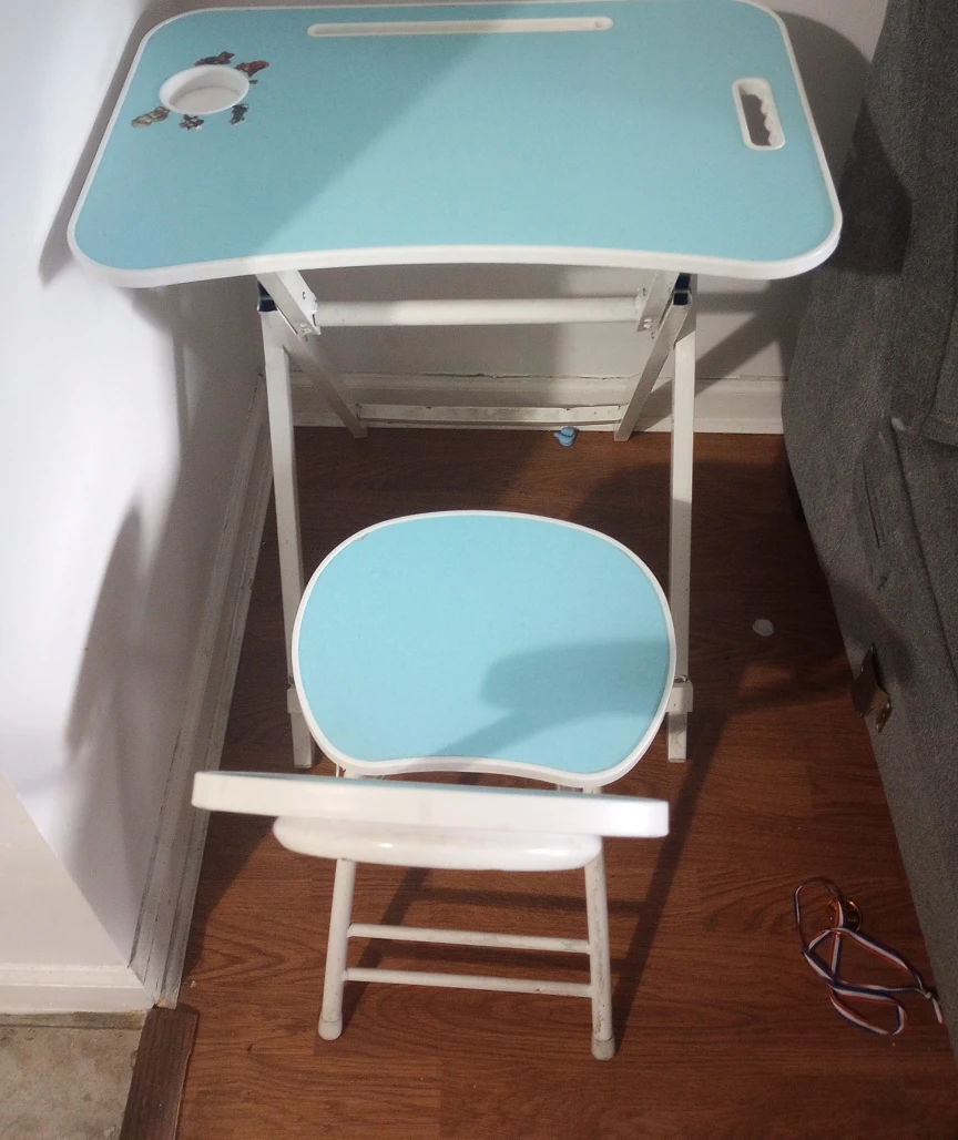Kids Table and Chair Set - Light Blue & White thumbnail