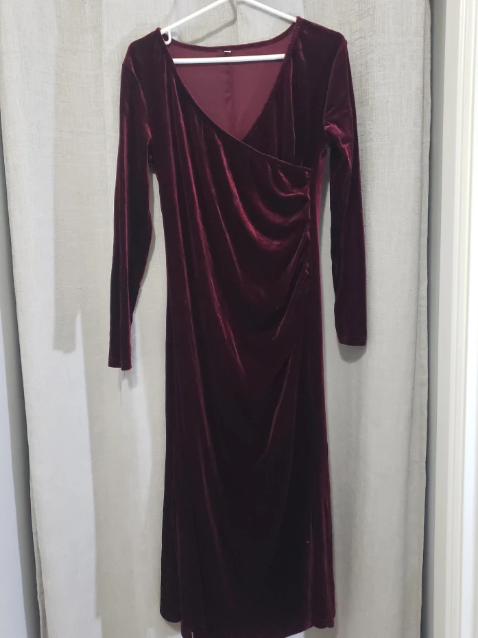 Burgundy Velvet Dress - Size M