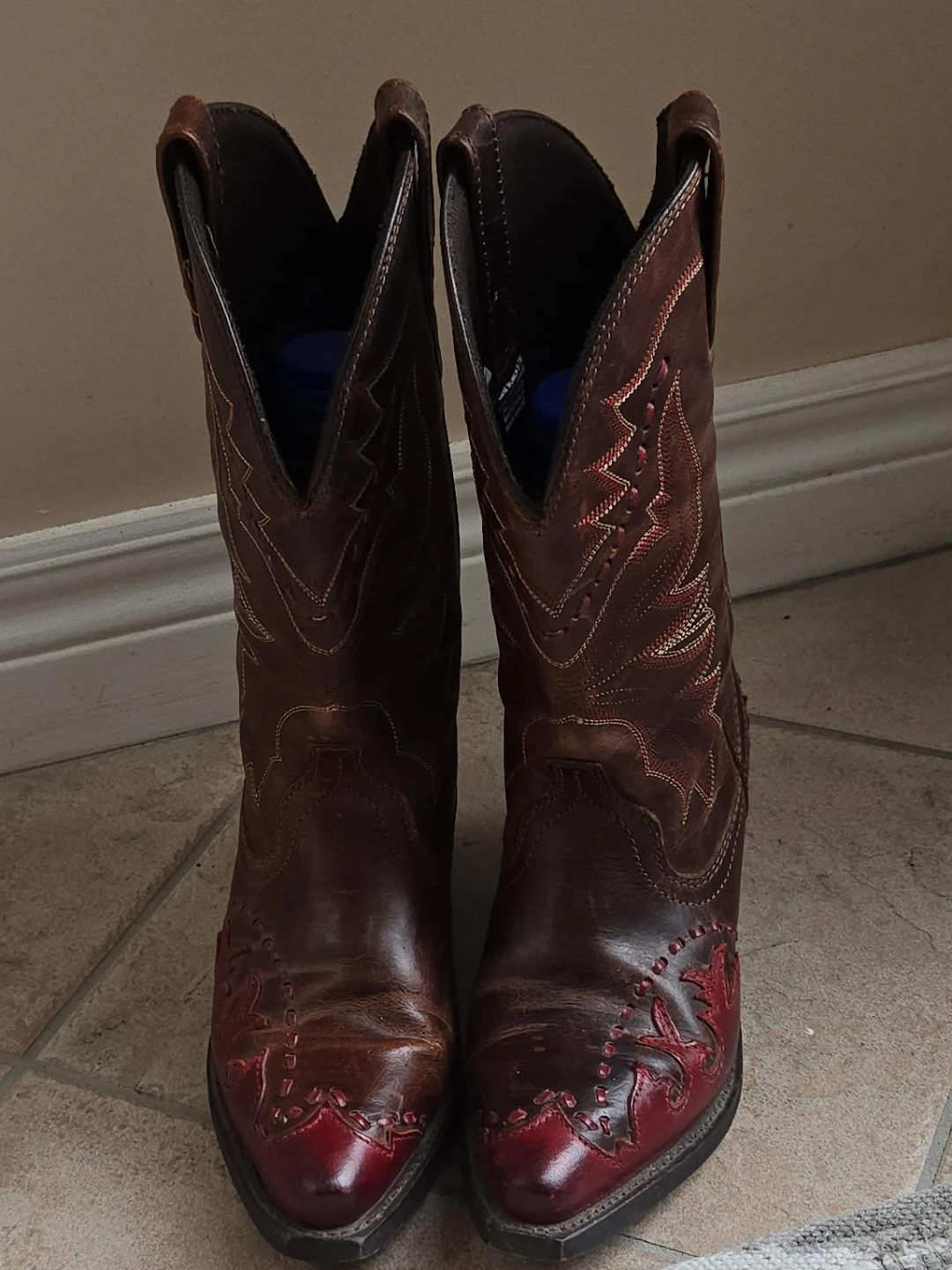 Rustic Brown Leather Cowboy Boots