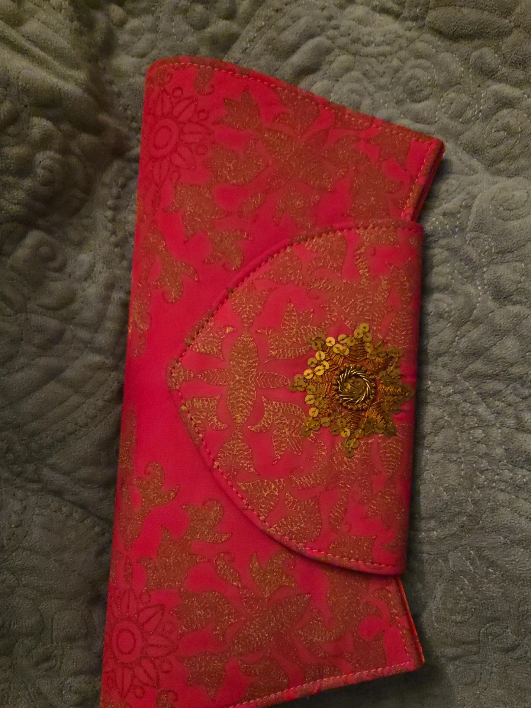 Pink & Gold Floral Clutch