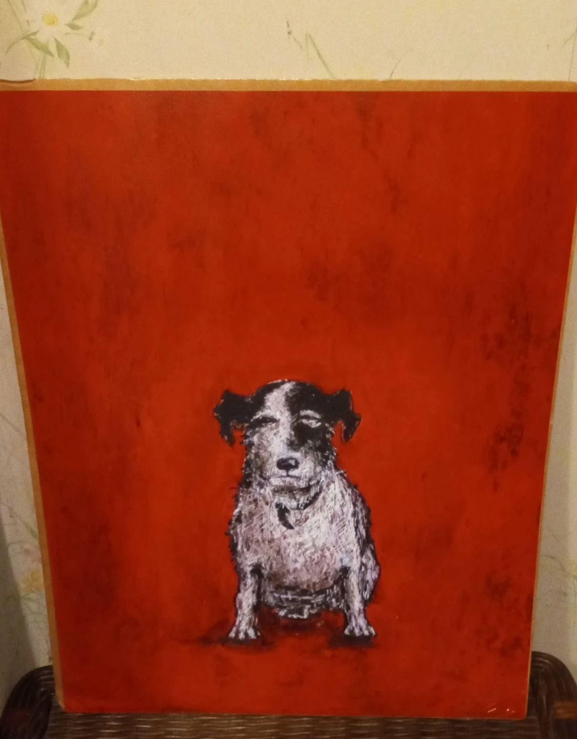 Painting of a Dog on a Red Background