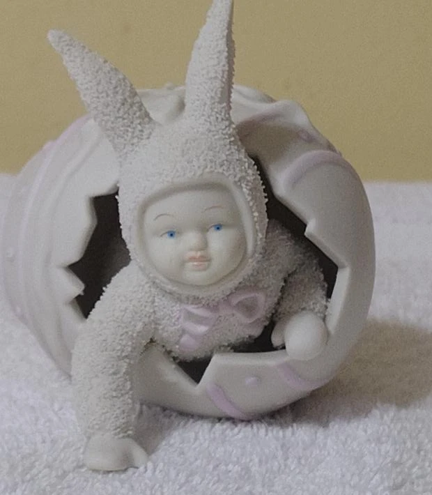 Easter Bunny Baby in Egg Figurine