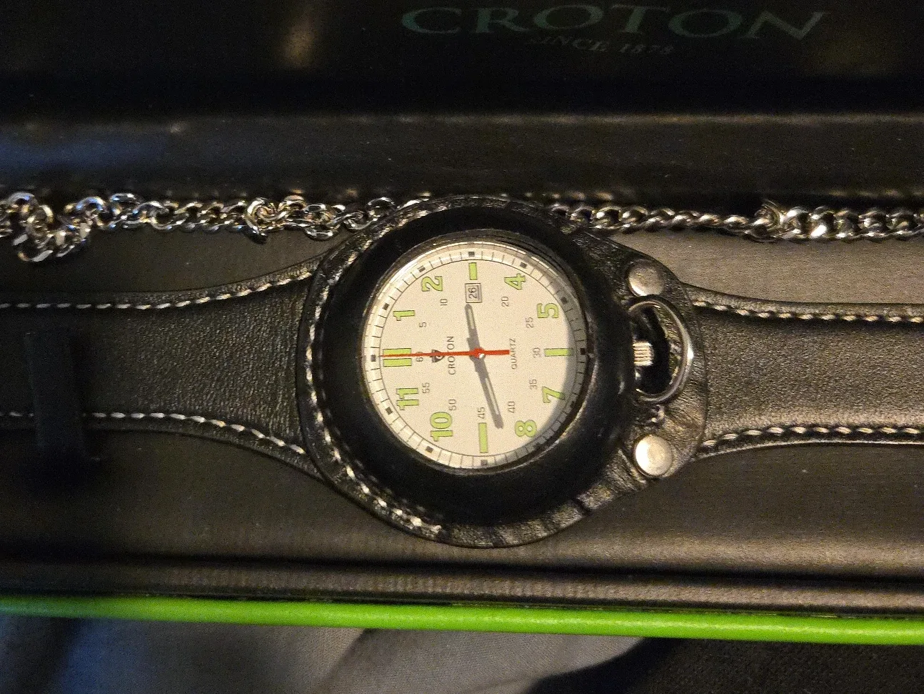 Croton Quartz Watch with Leather Band