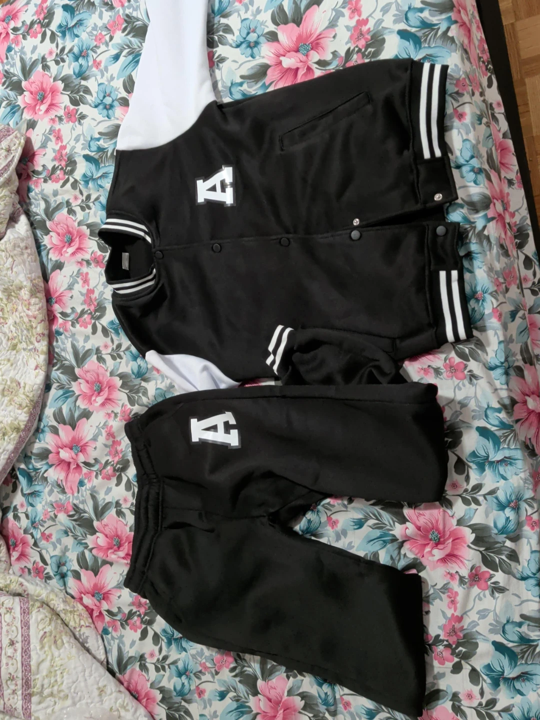 Varsity Jacket and Pants Set - Black & White