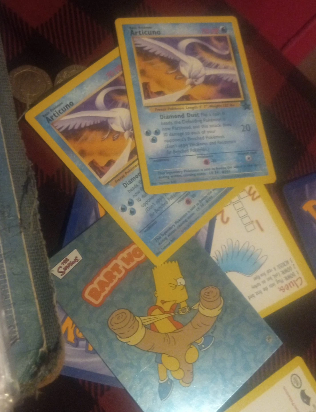 Articuno Pokemon Card & Bart Simpson Card