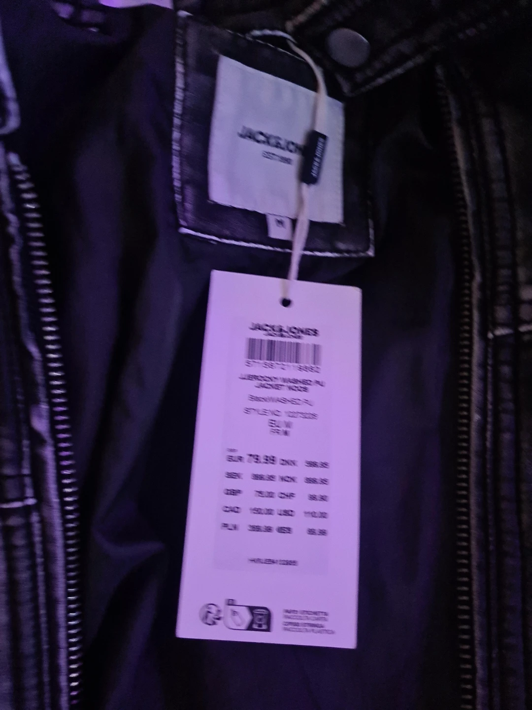 JACK&JONES Washed PU Jacket - Size M