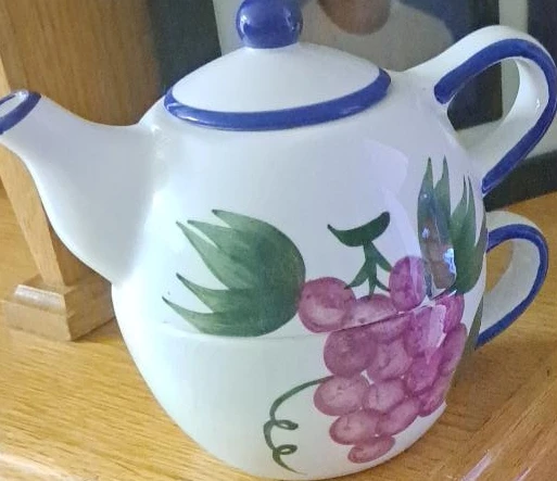 Ceramic Tea for One Set with Grape Design