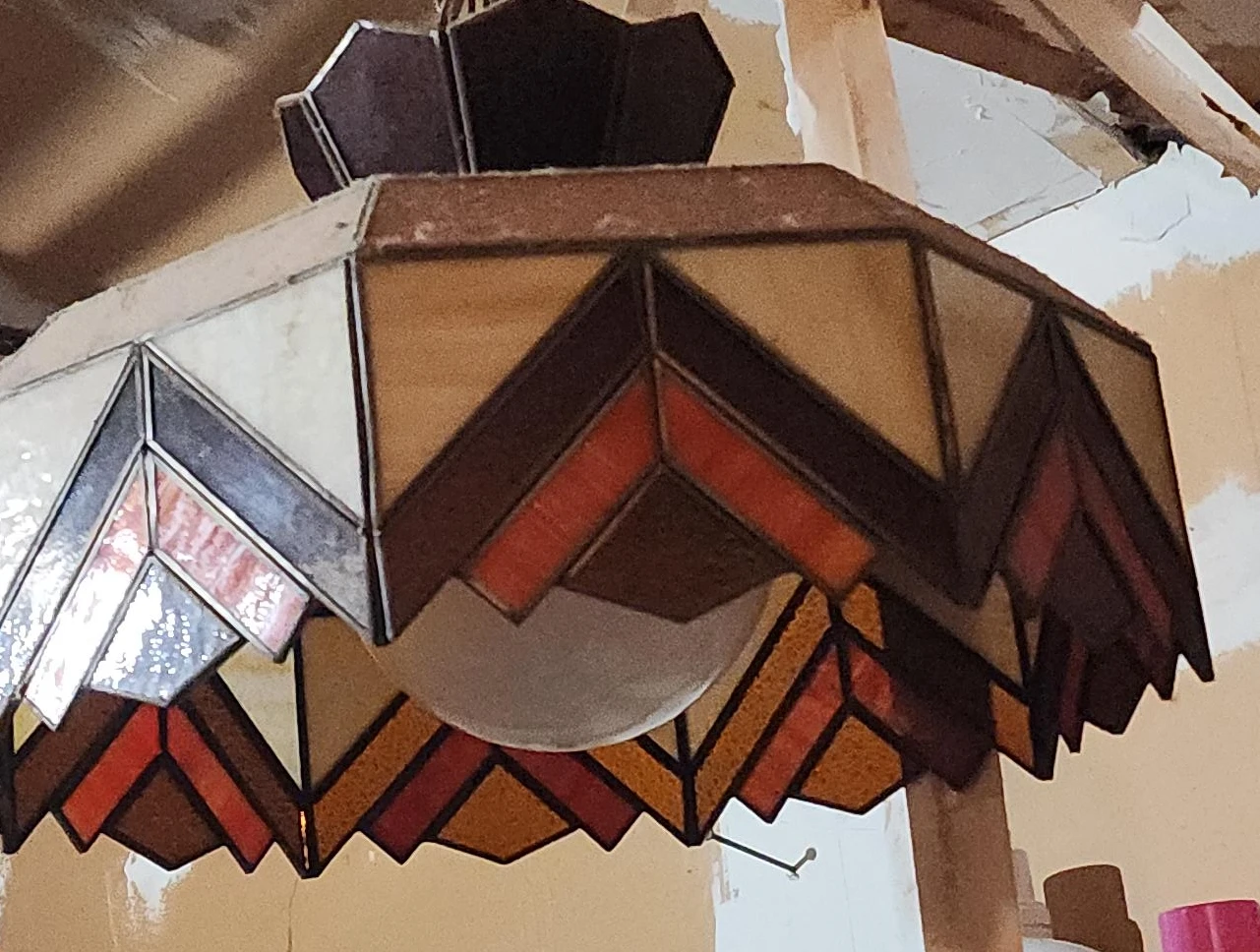 Vintage Stained Glass Hanging Lamp