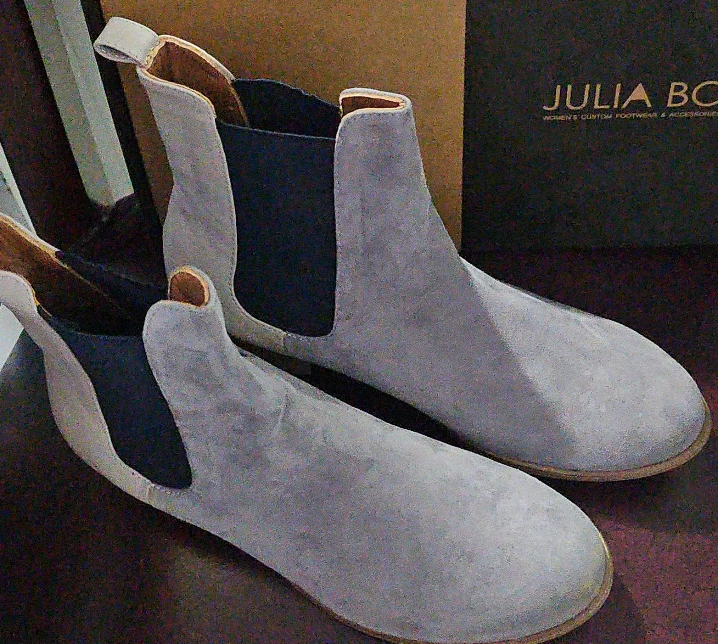 Julia Bo Grey Suede Chelsea Boots