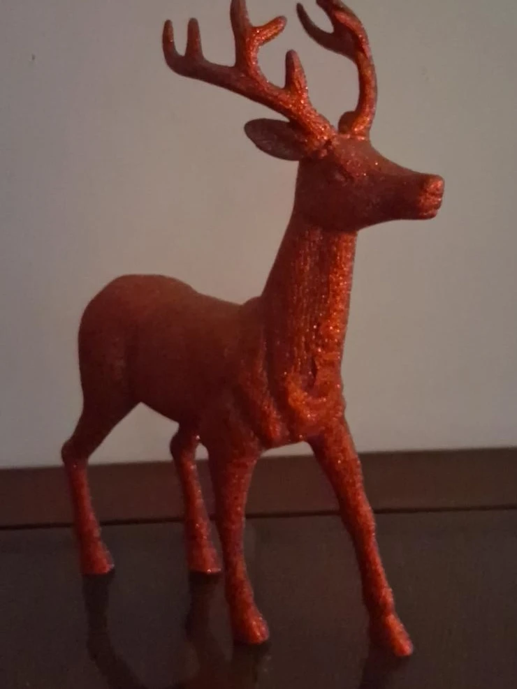 Pair of 2 Red Glitter Reindeer Decorations