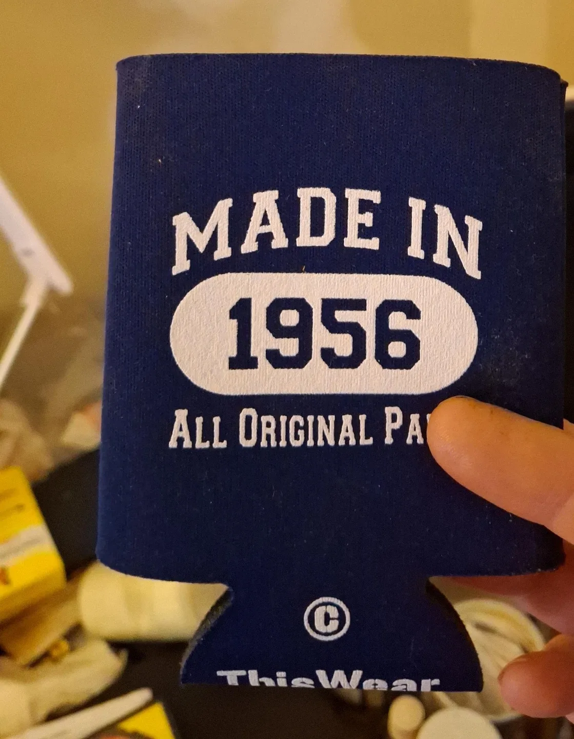 Blue 'Made in 1956' Can Cooler