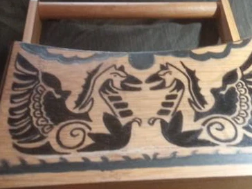 Decorative Wooden Crate with Dragon Design