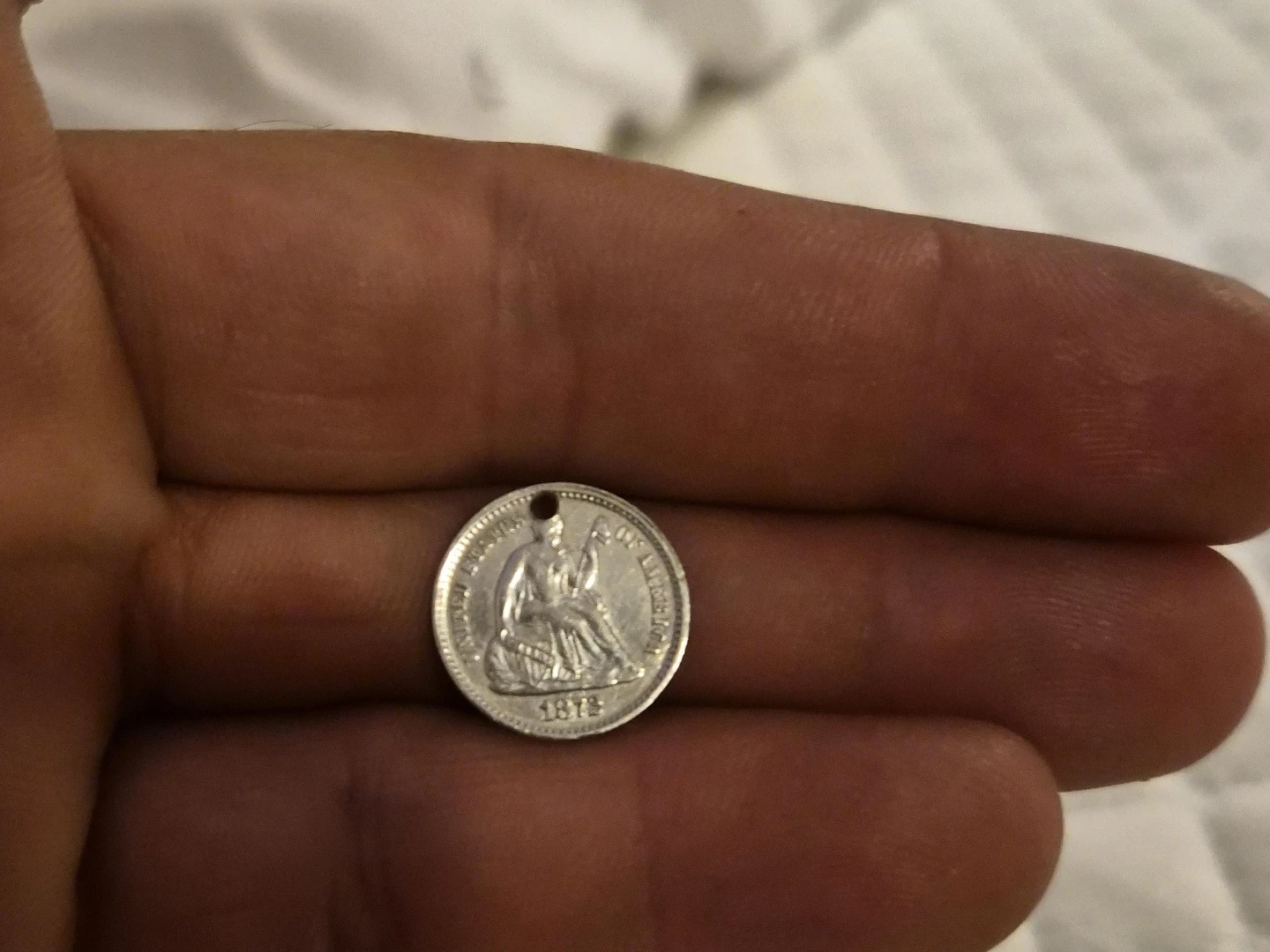 1873 Seated Liberty Dime - Holed