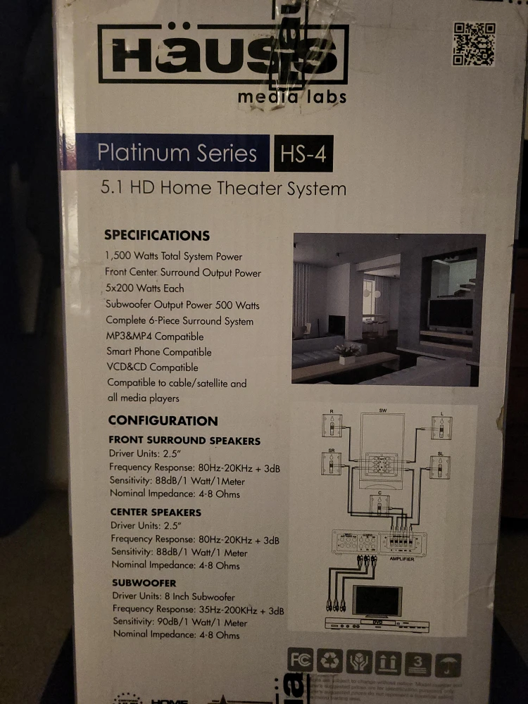 Häus Media Labs Platinum Series HS-4 - 5.1 Home Theater System