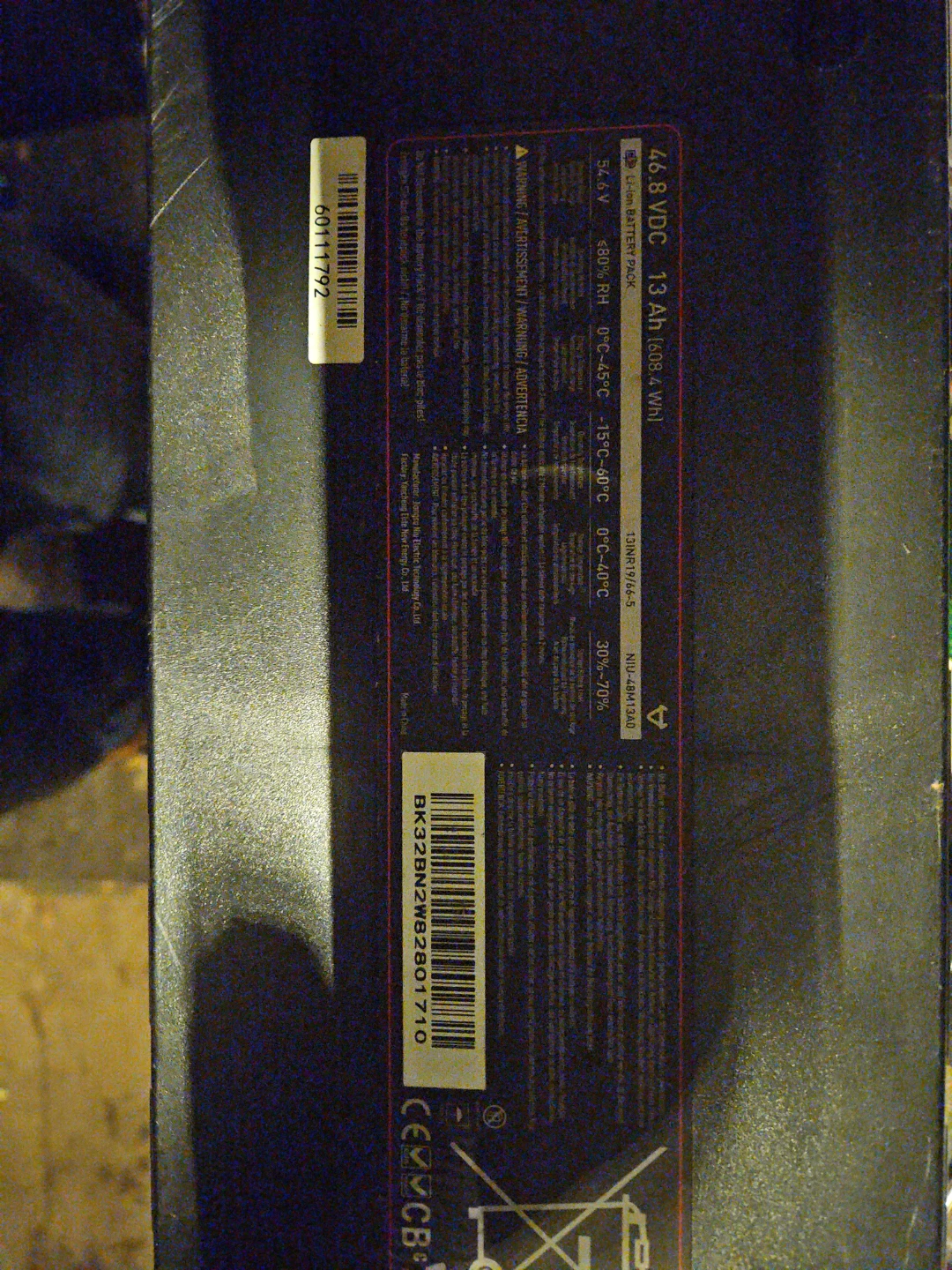 46.8 VDC 13Ah Battery Pack