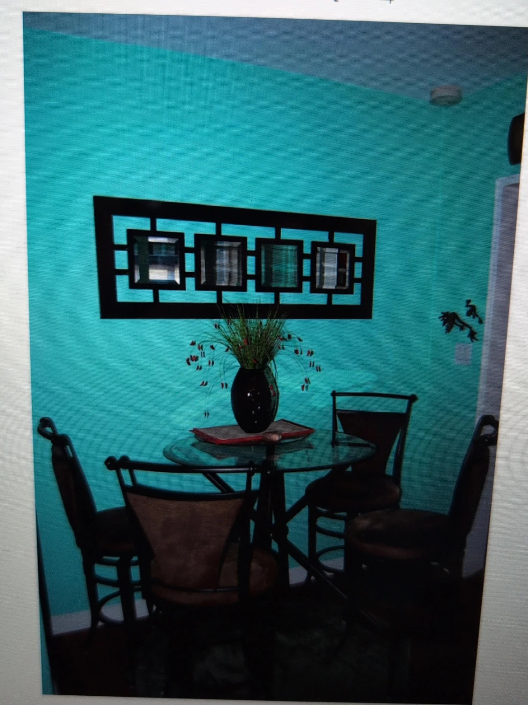 Round Glass Top Dining Table with 4 Stool Chairs