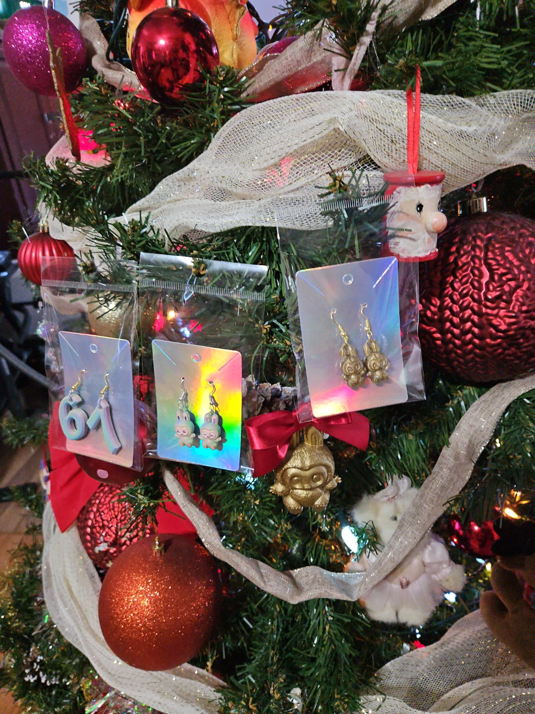 Labubu inspired novelty earrings