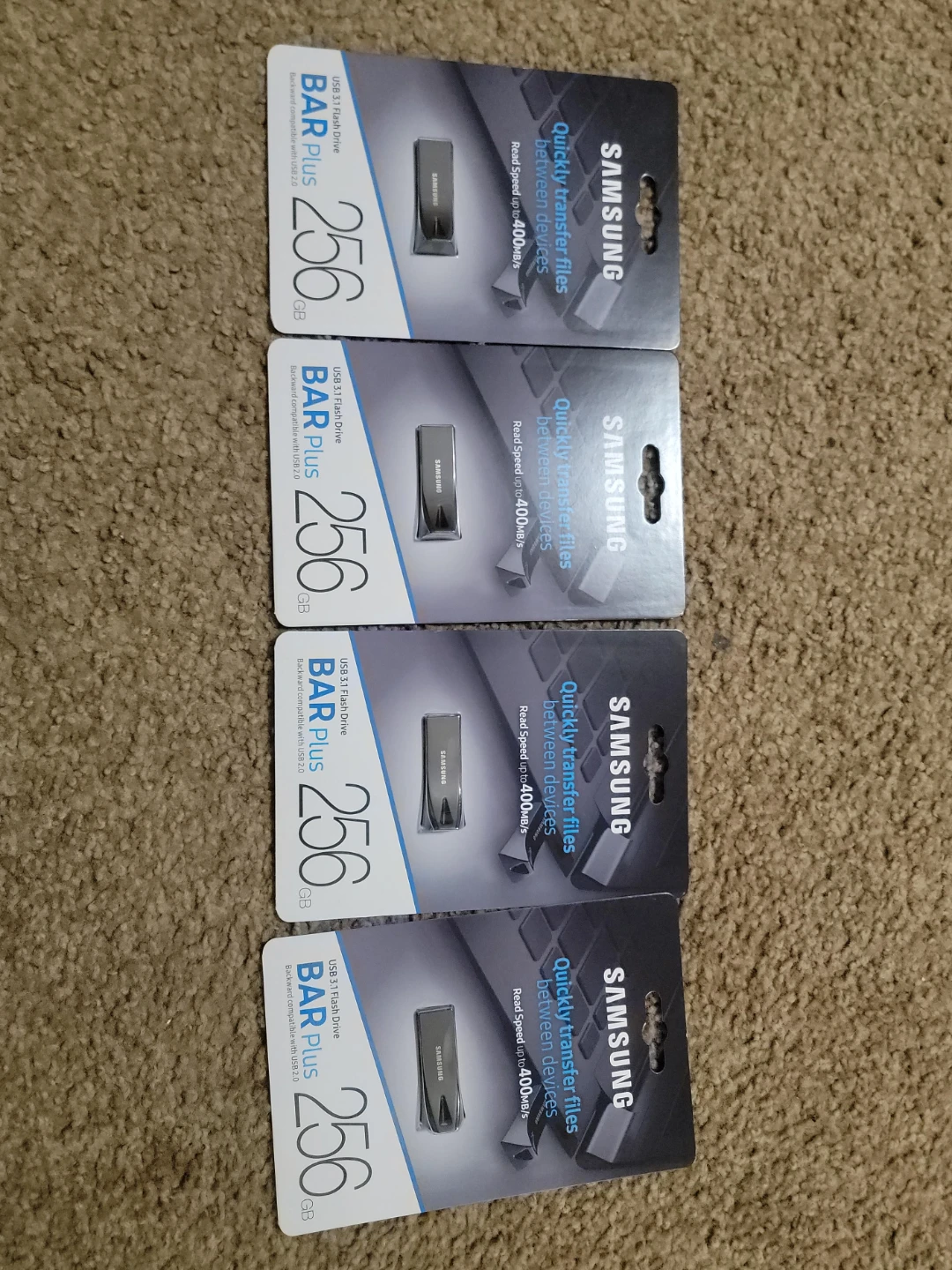 Samsung BAR Plus 256GB USB 3.1 Flash Drives (4-Pack)