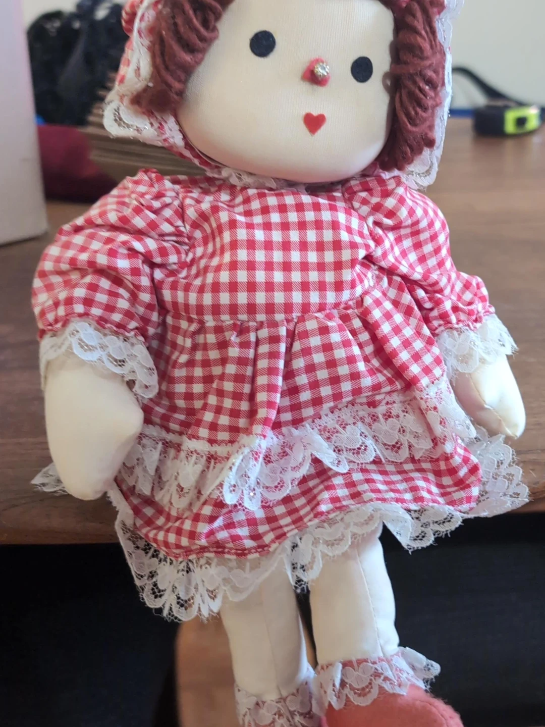 Vintage Raggedy Ann Style Doll - Red Gingham image indicator(1)