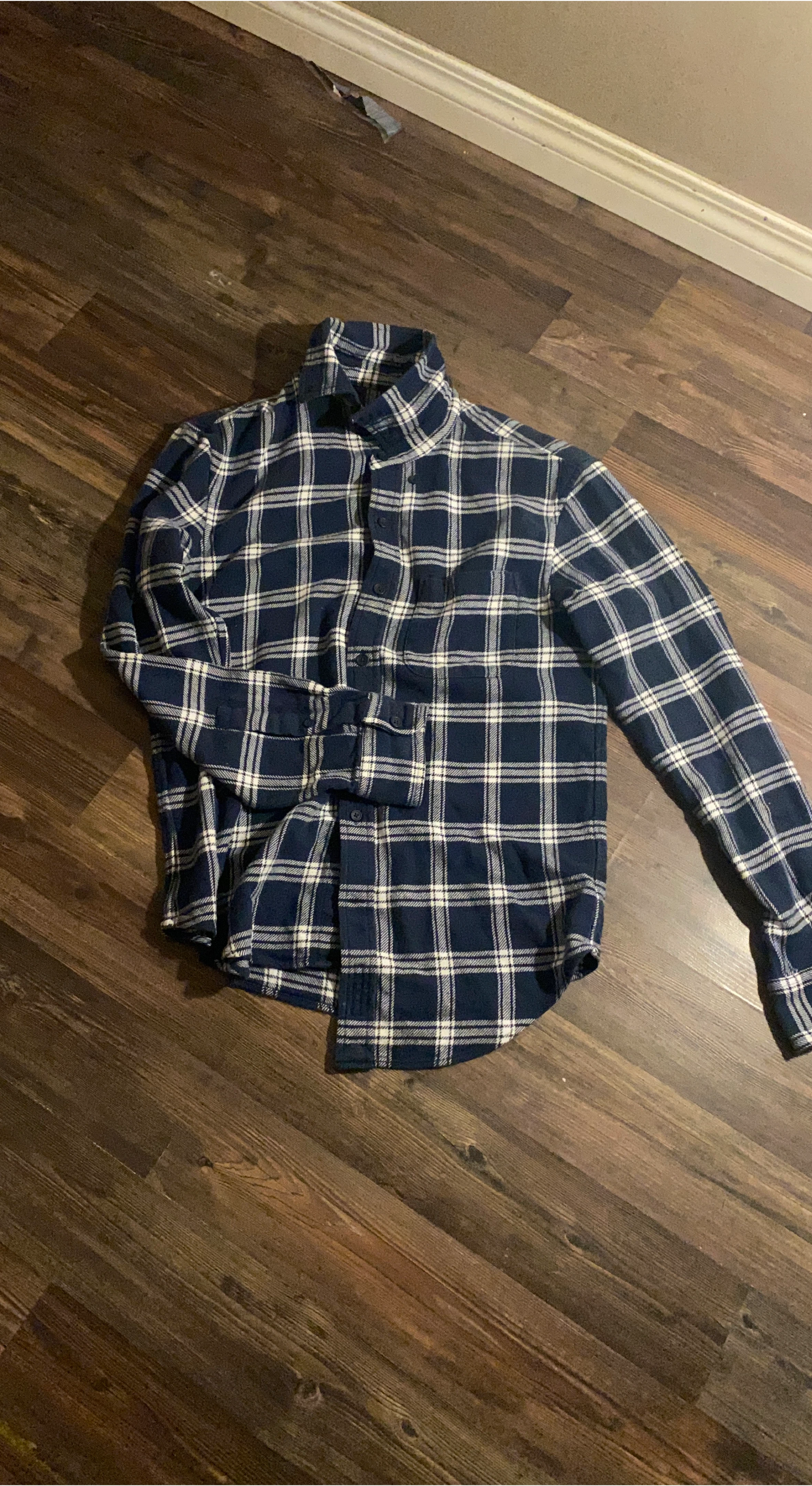 Flannel Shirt - Blue and White Plaid