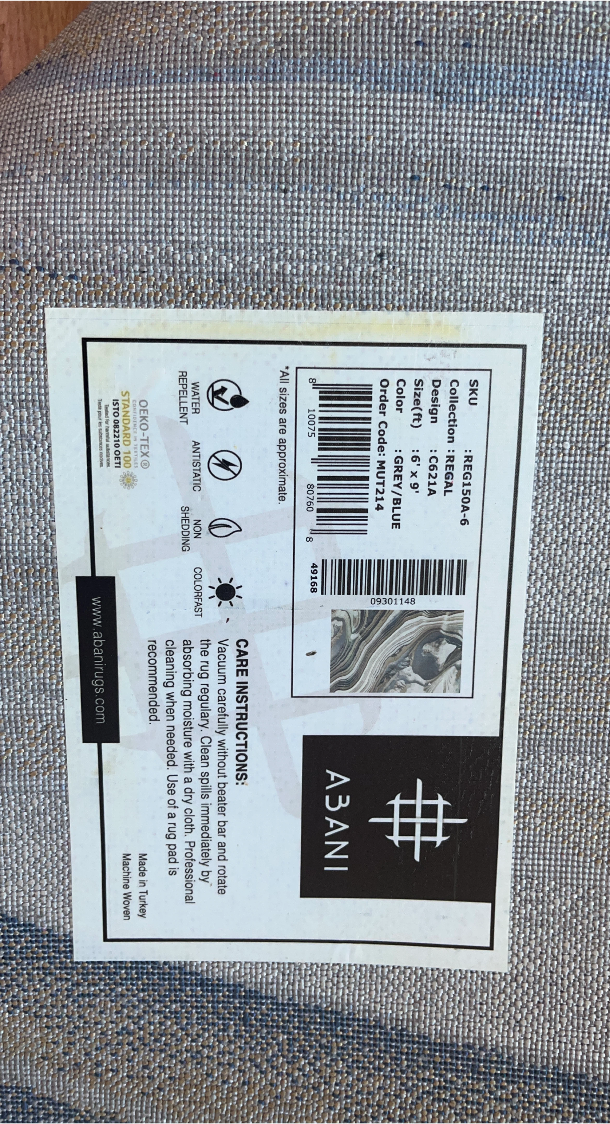 Abani Regal Area Rug 5'3" x 7'6" Grey/Blue